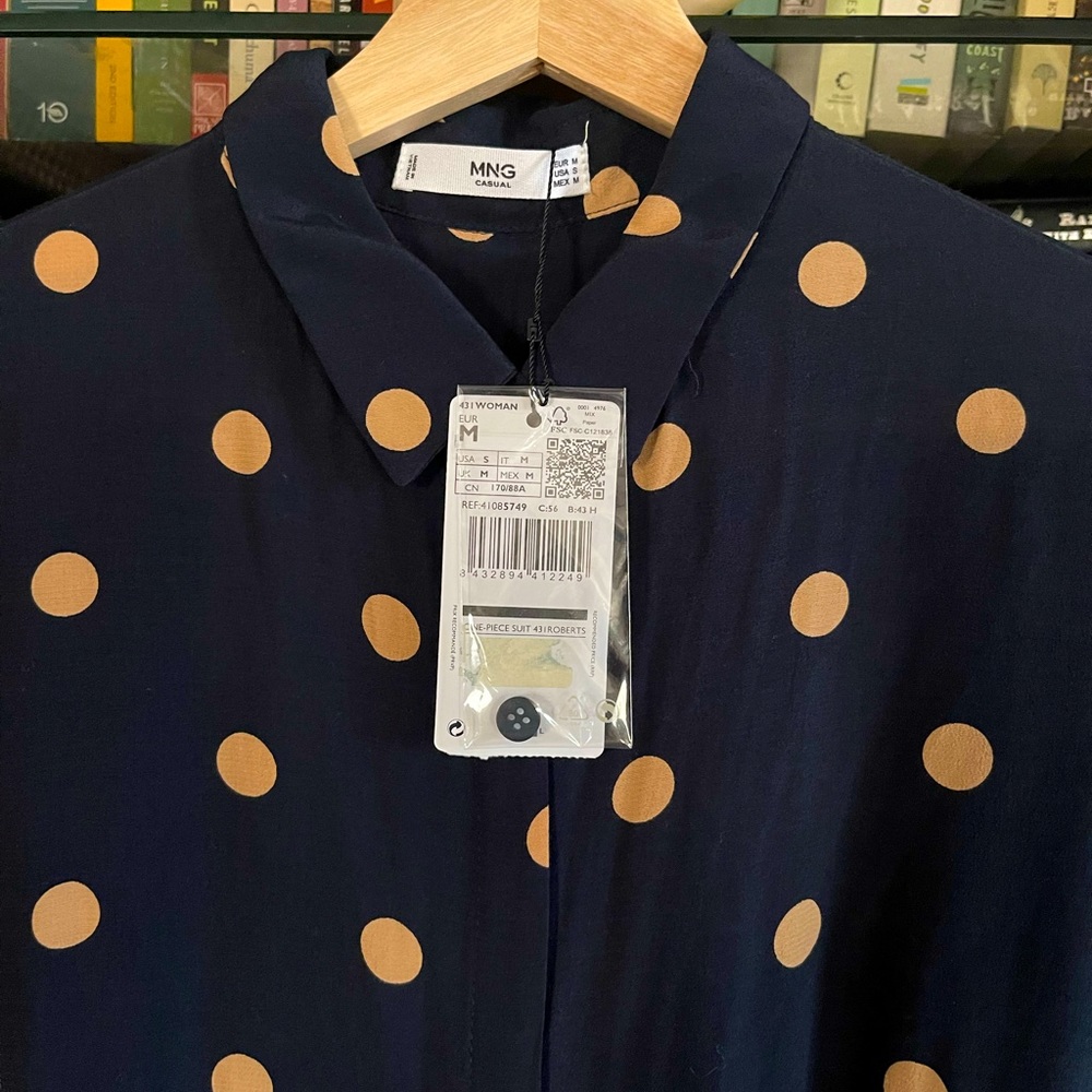 NWT Women Mango Wide Leg Jumpsuit Medium size